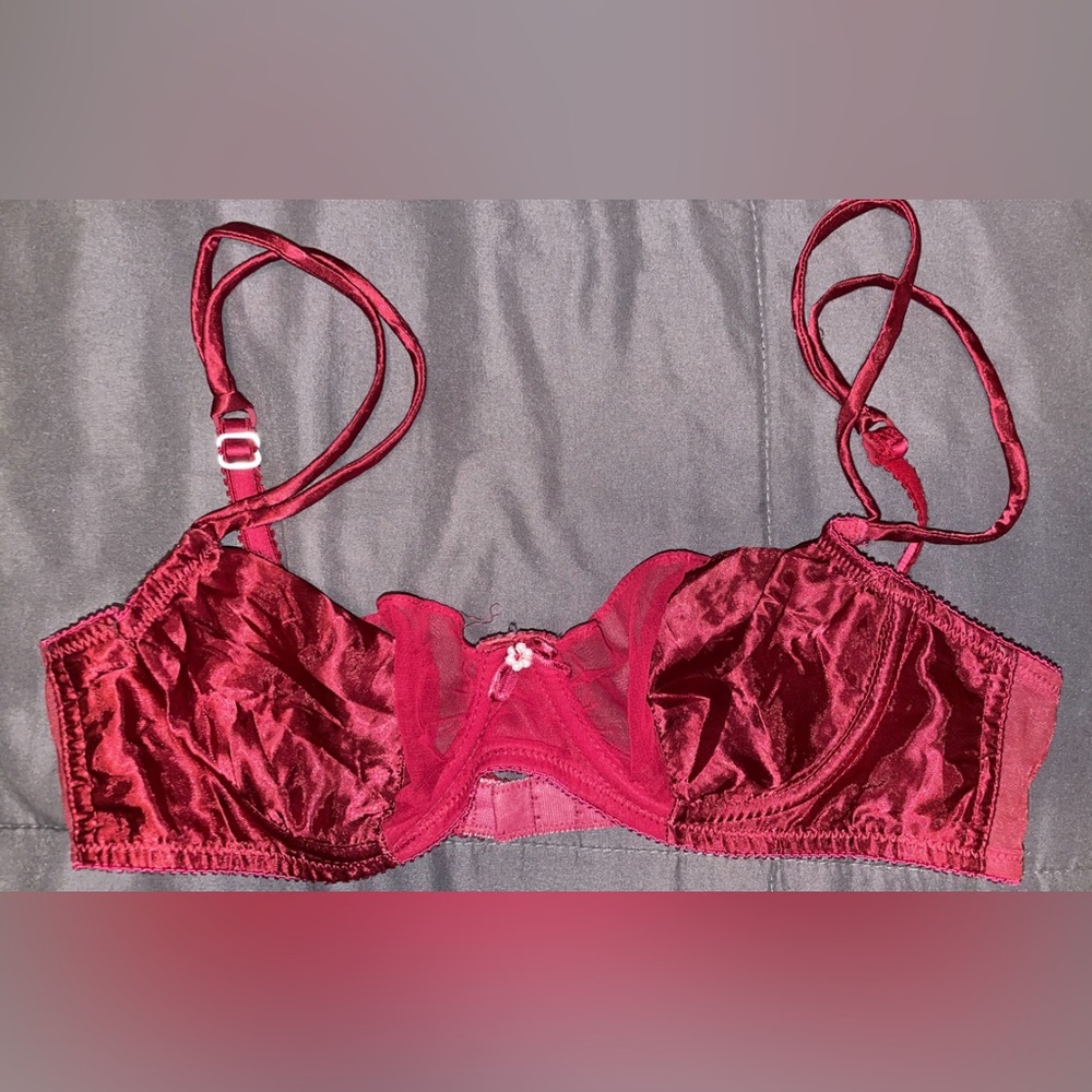 Victoria's Secret Deep Red Satin Bra